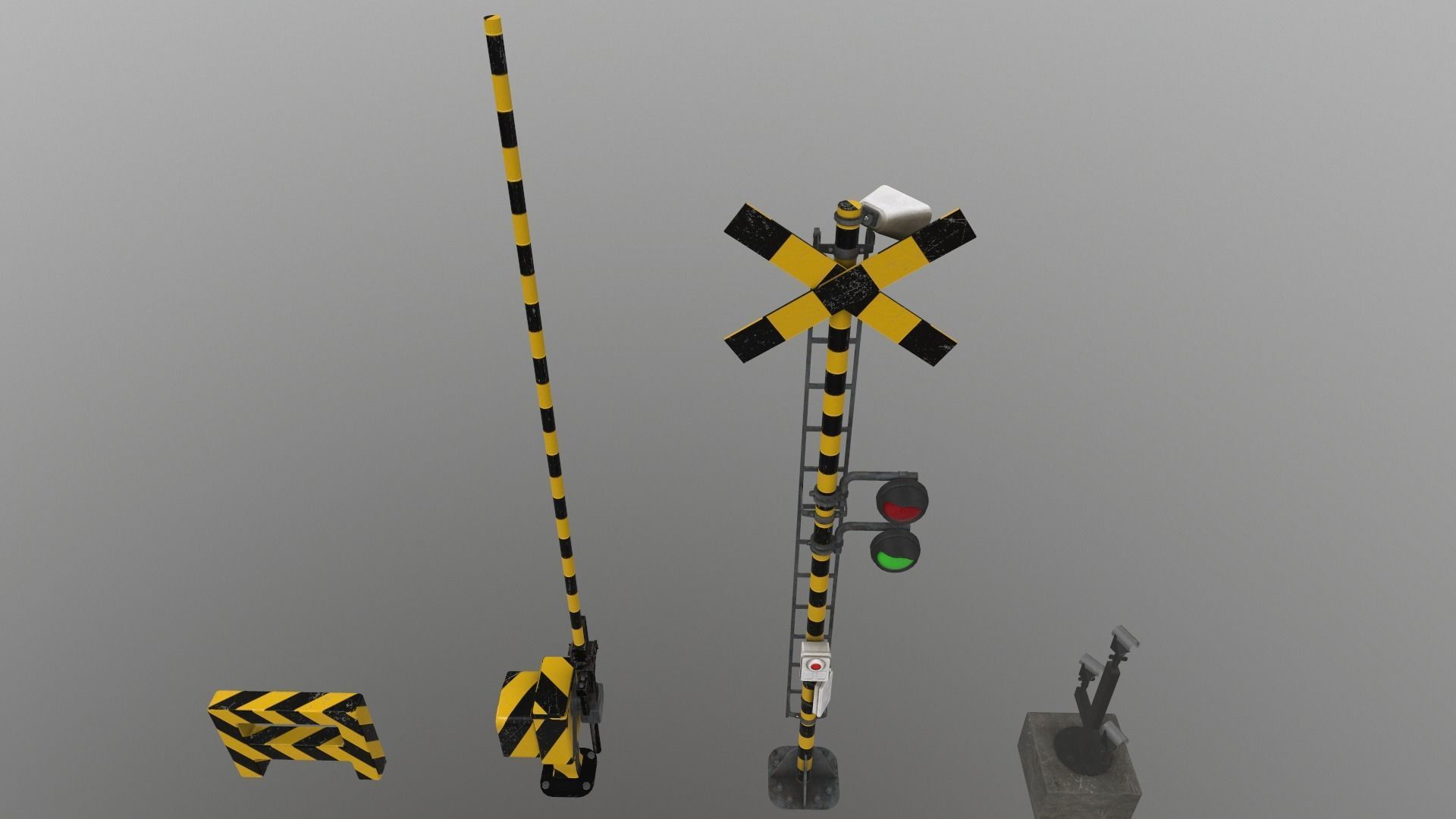 Train Railway Signal Kit Low-poly 3D model_11