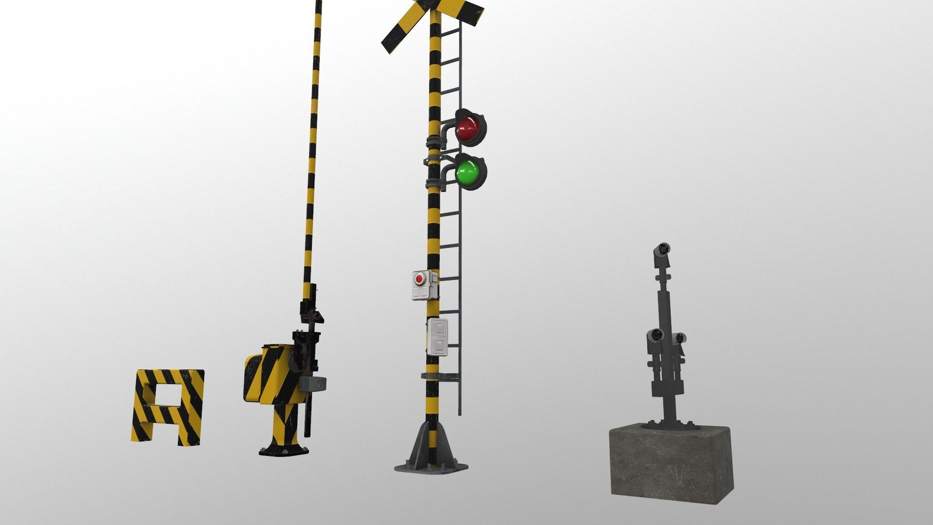 Train Railway Signal Kit Low-poly 3D model_10