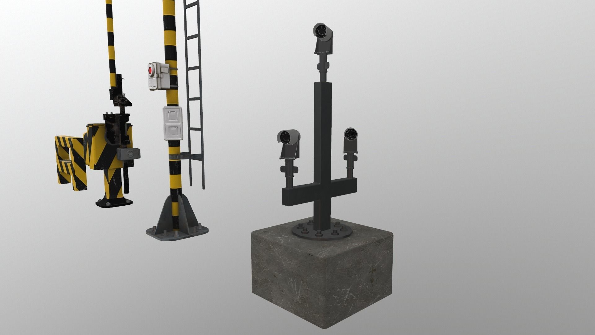 Train Railway Signal Kit Low-poly 3D model_5