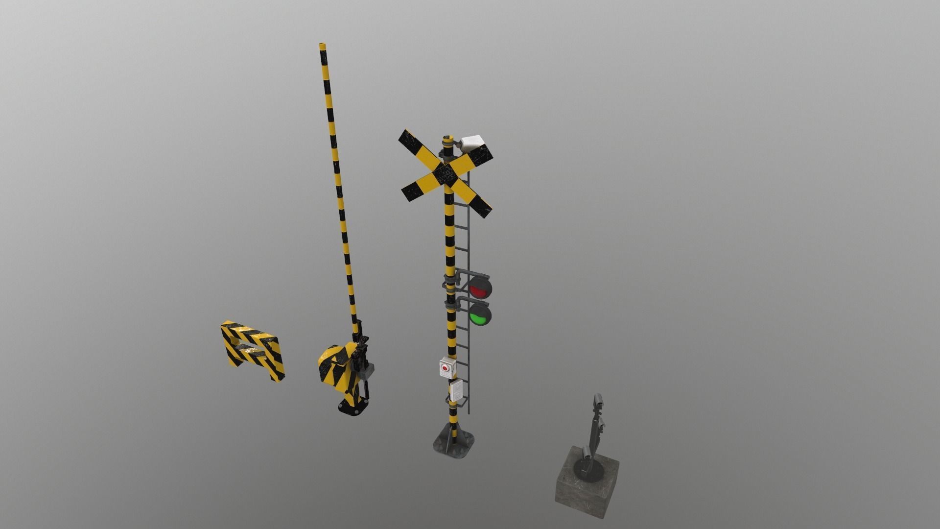 Train Railway Signal Kit Low-poly 3D model_3