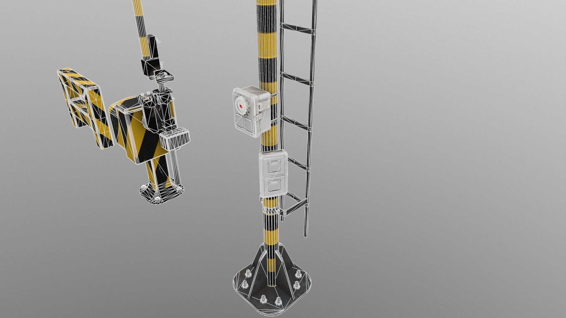 Train Railway Signal Kit Low-poly 3D model_15