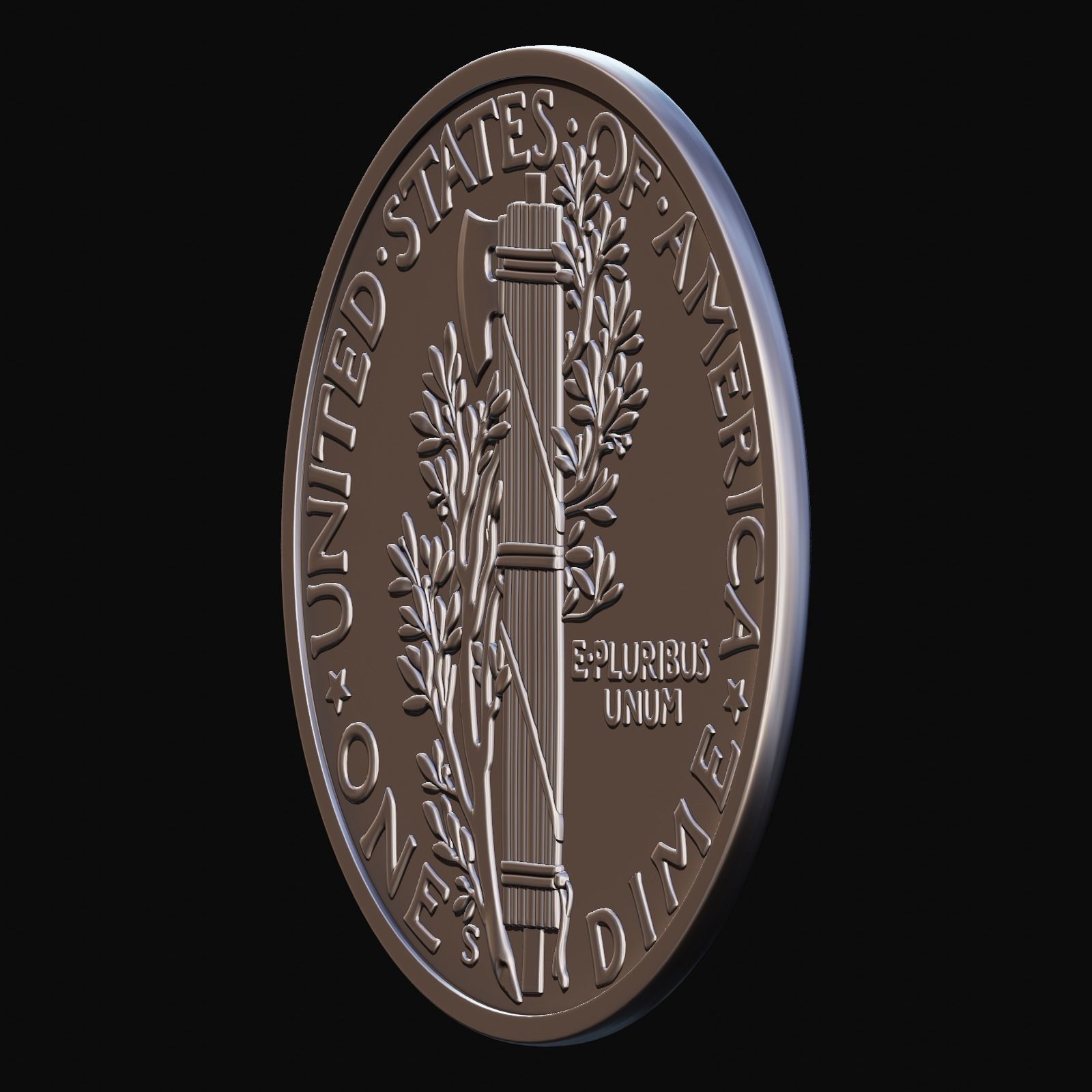 Mercury Dime 1916 for CNC Router and 3D print model_8
