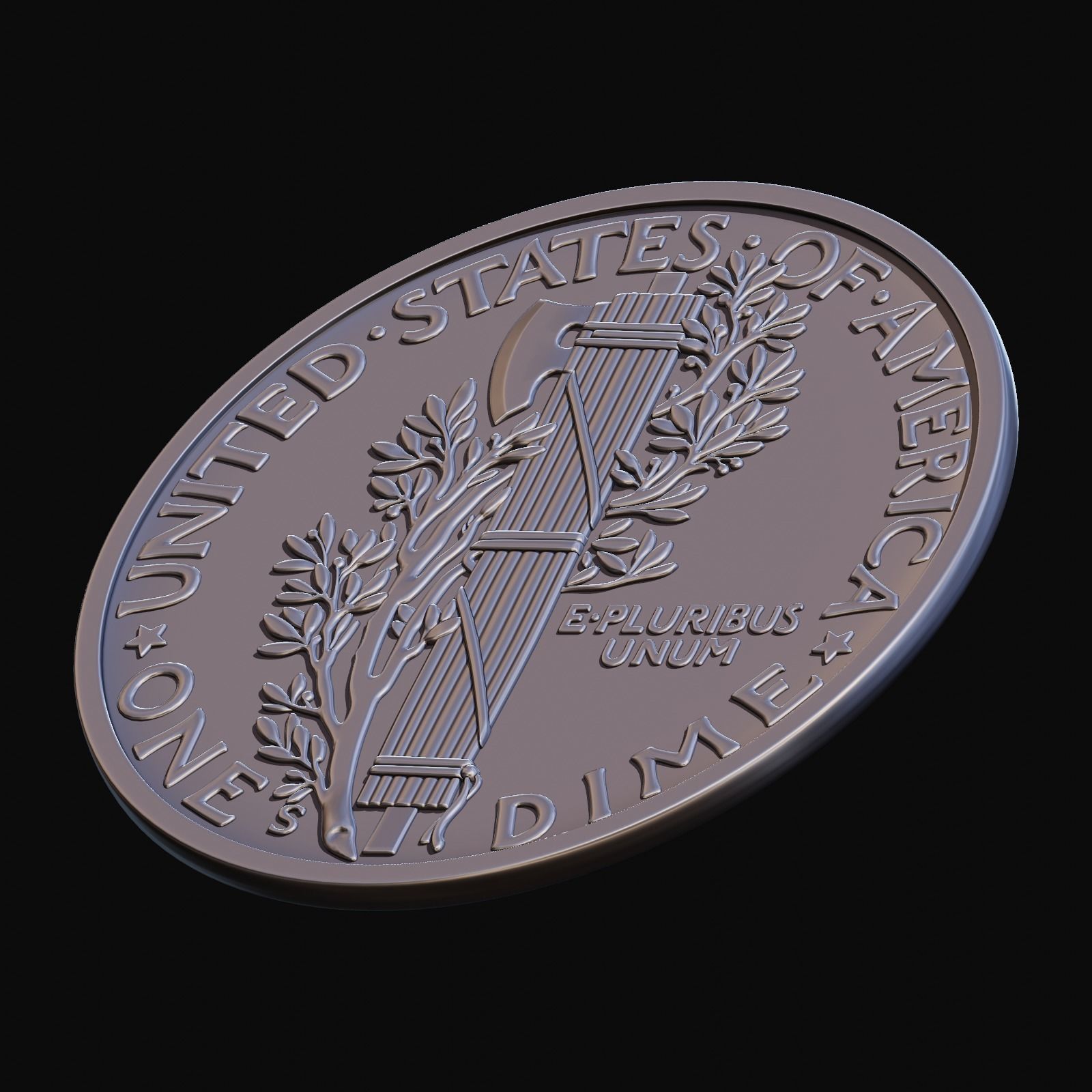 Mercury Dime 1916 for CNC Router and 3D print model_9