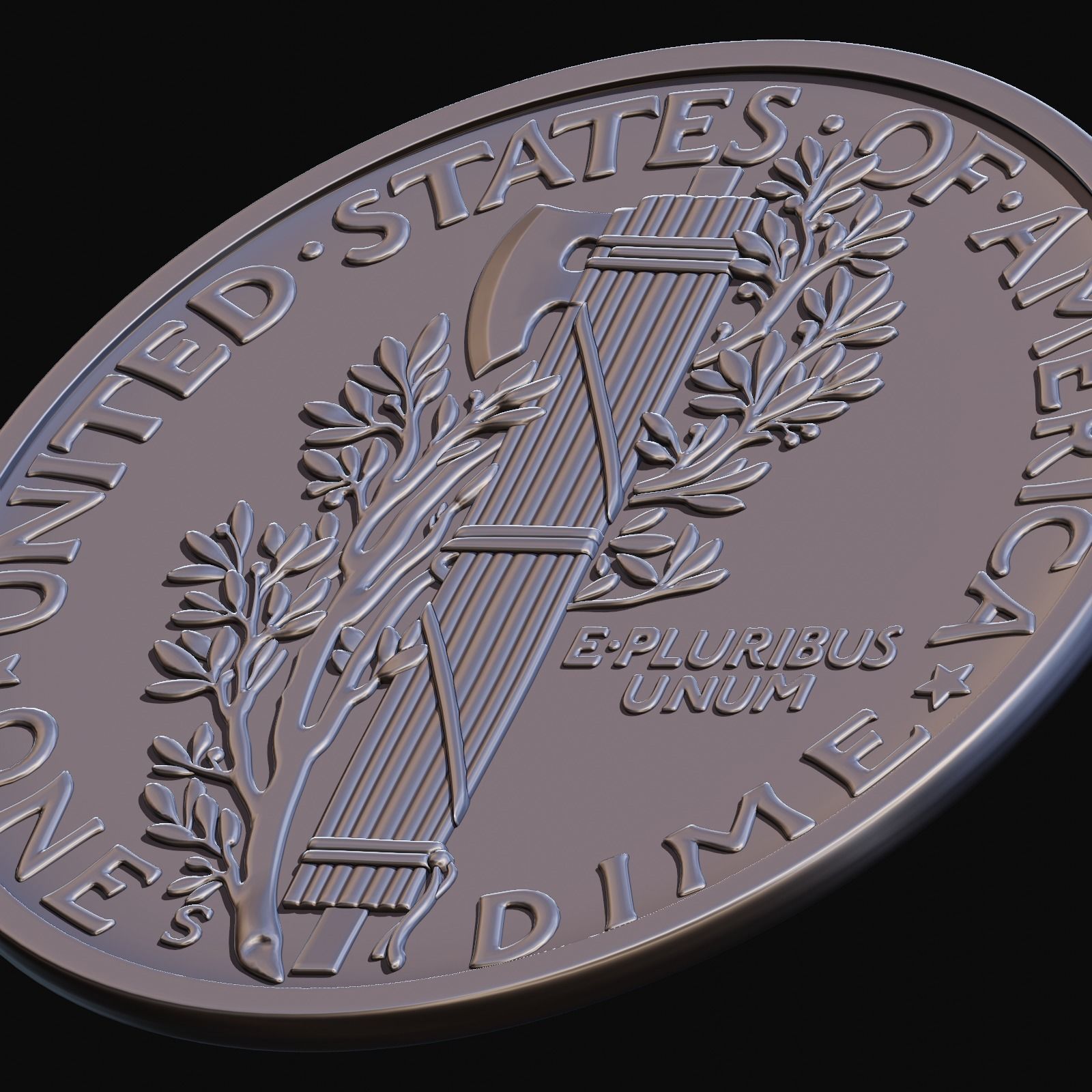 Mercury Dime 1916 for CNC Router and 3D print model_10