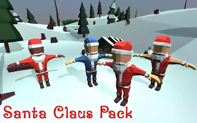 Santa Claus Low Poly Cartoon Free low-poly 3D model