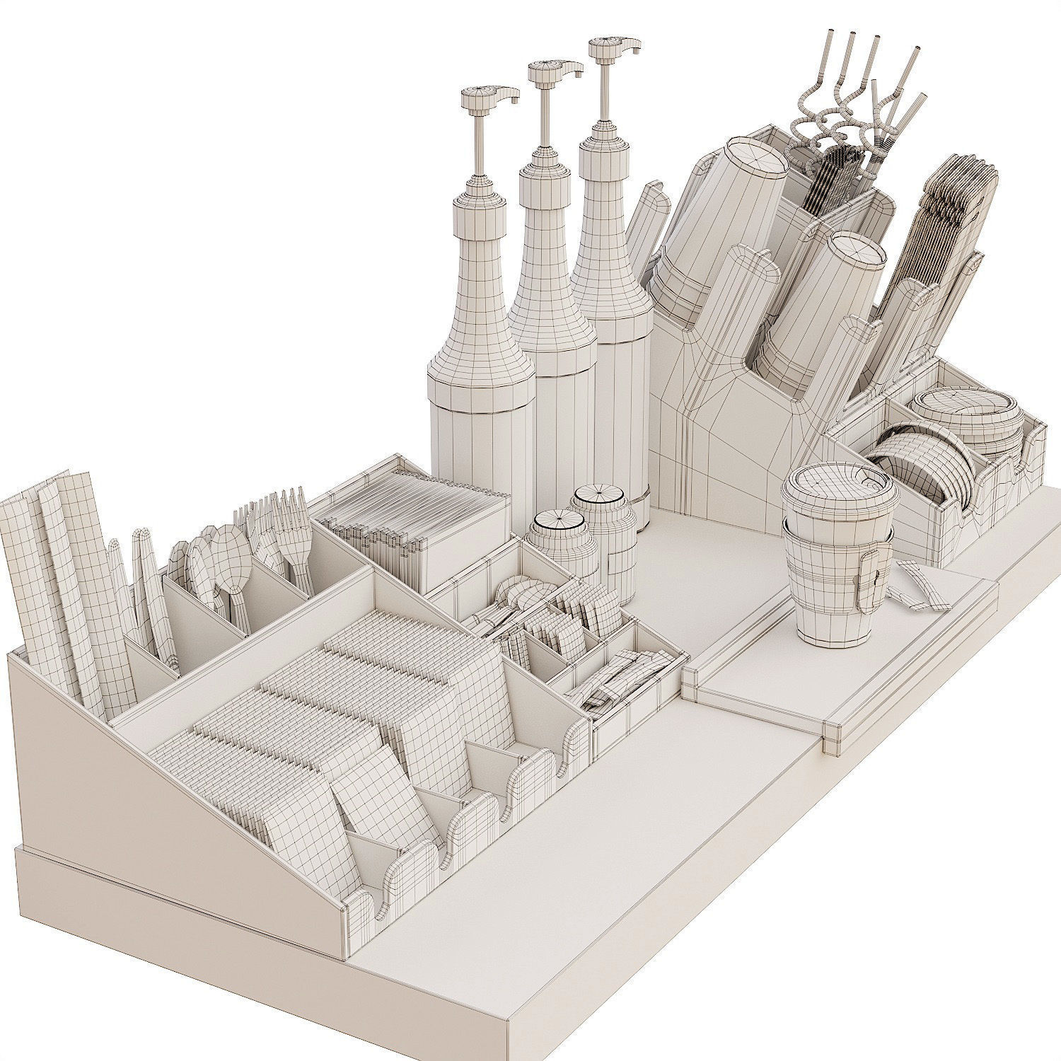 Coffee Shop Catering Set 3D model_6