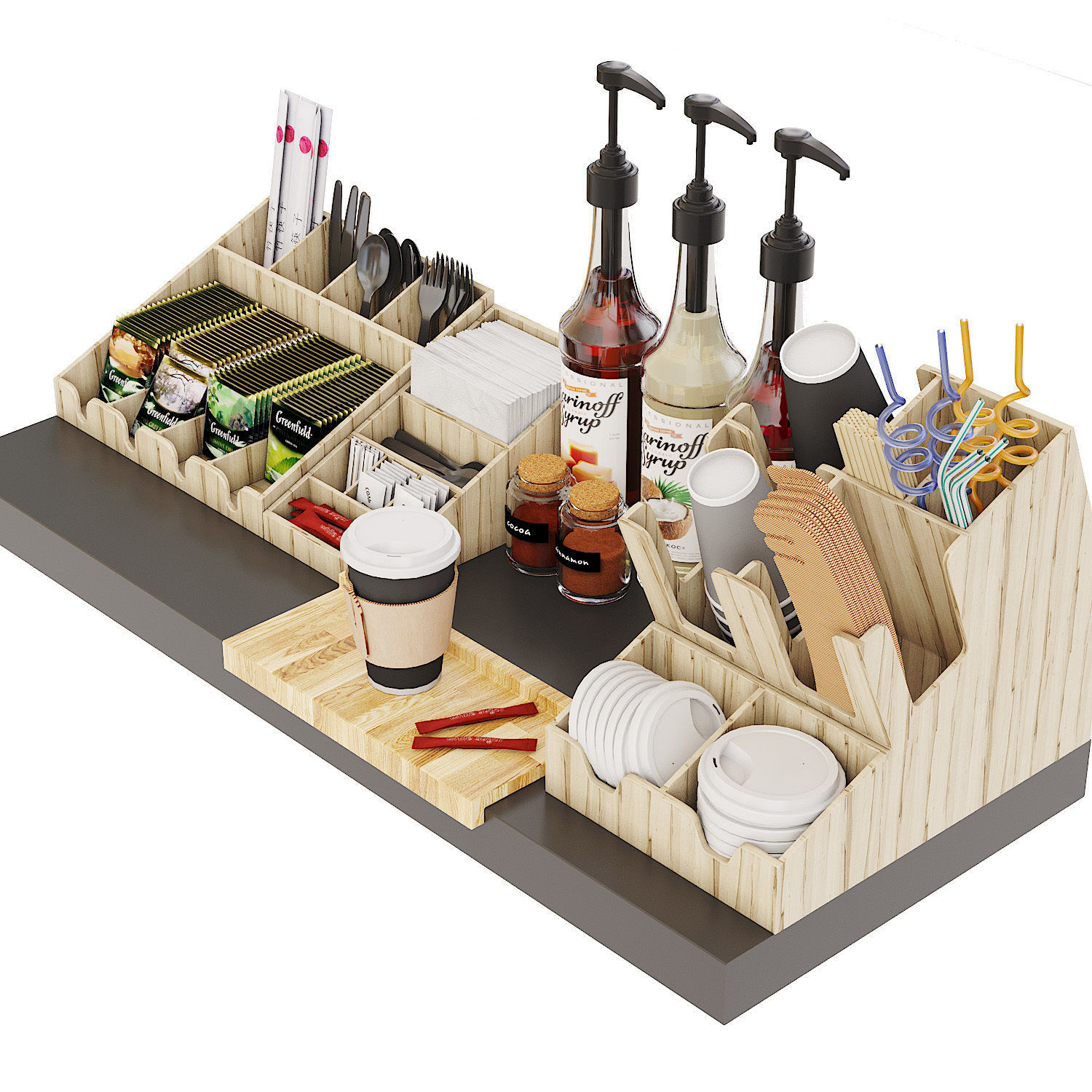 Coffee Shop Catering Set 3D model_2