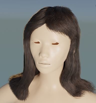 Base long female particle hair Free 3D model
