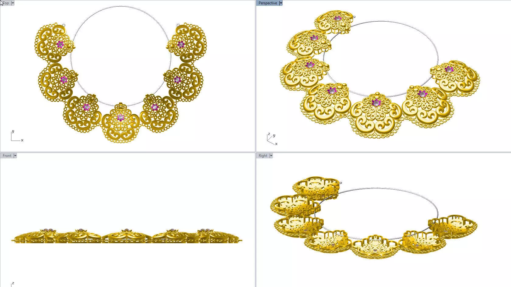NACKLESS necklace made of gold and diamonds 3D model_0