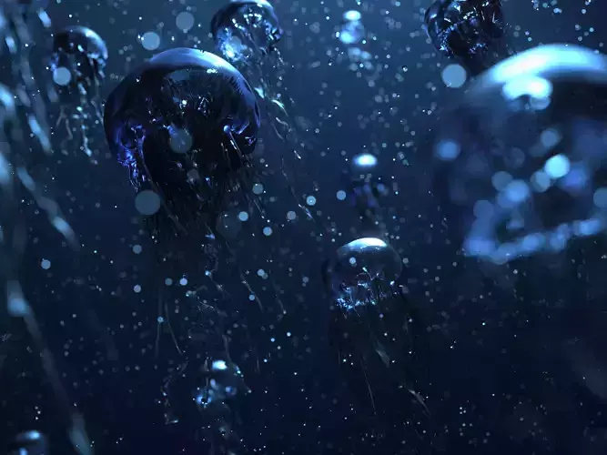 jellyfish with long tentacles 3D model