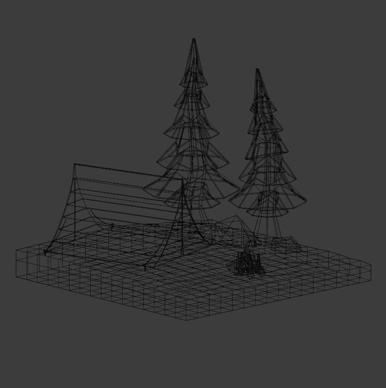 Camping landscape Low-poly 3D model_3