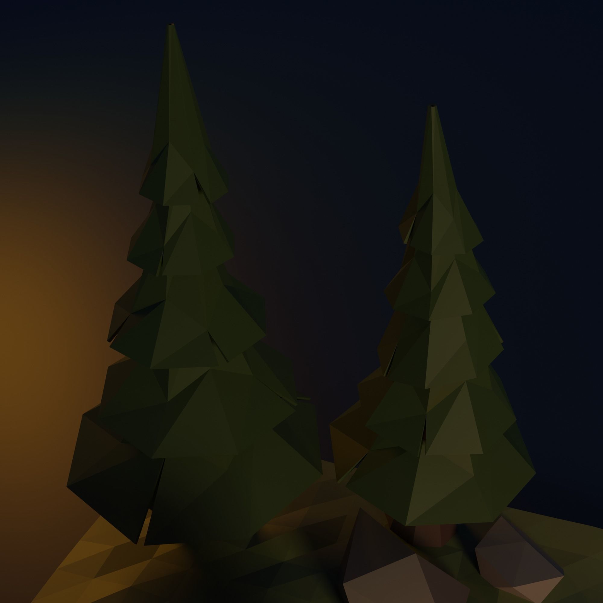 Camping landscape Low-poly 3D model_5