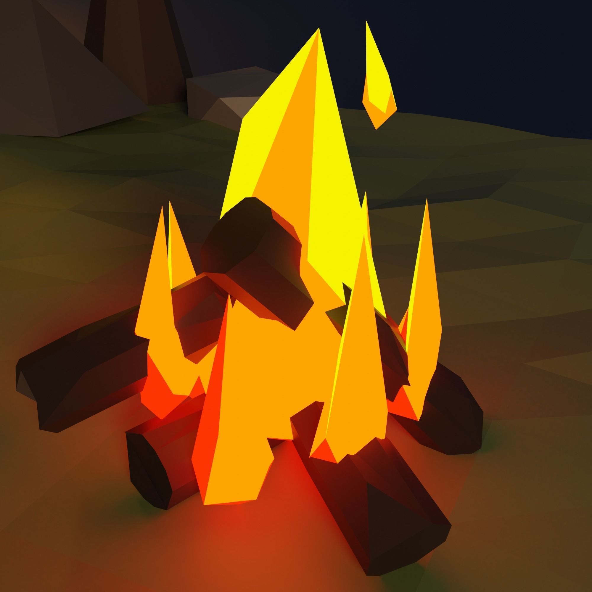 Camping landscape Low-poly 3D model_7