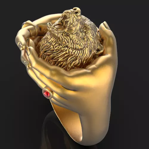 bear hand ring Silver Gold Print 3D print model