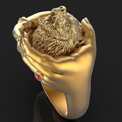 bear hand ring Silver Gold  Print 3D print model
