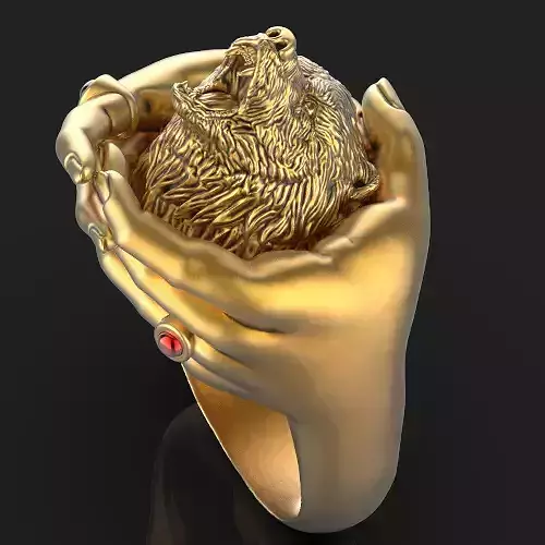 bear hand ring Silver Gold  Print