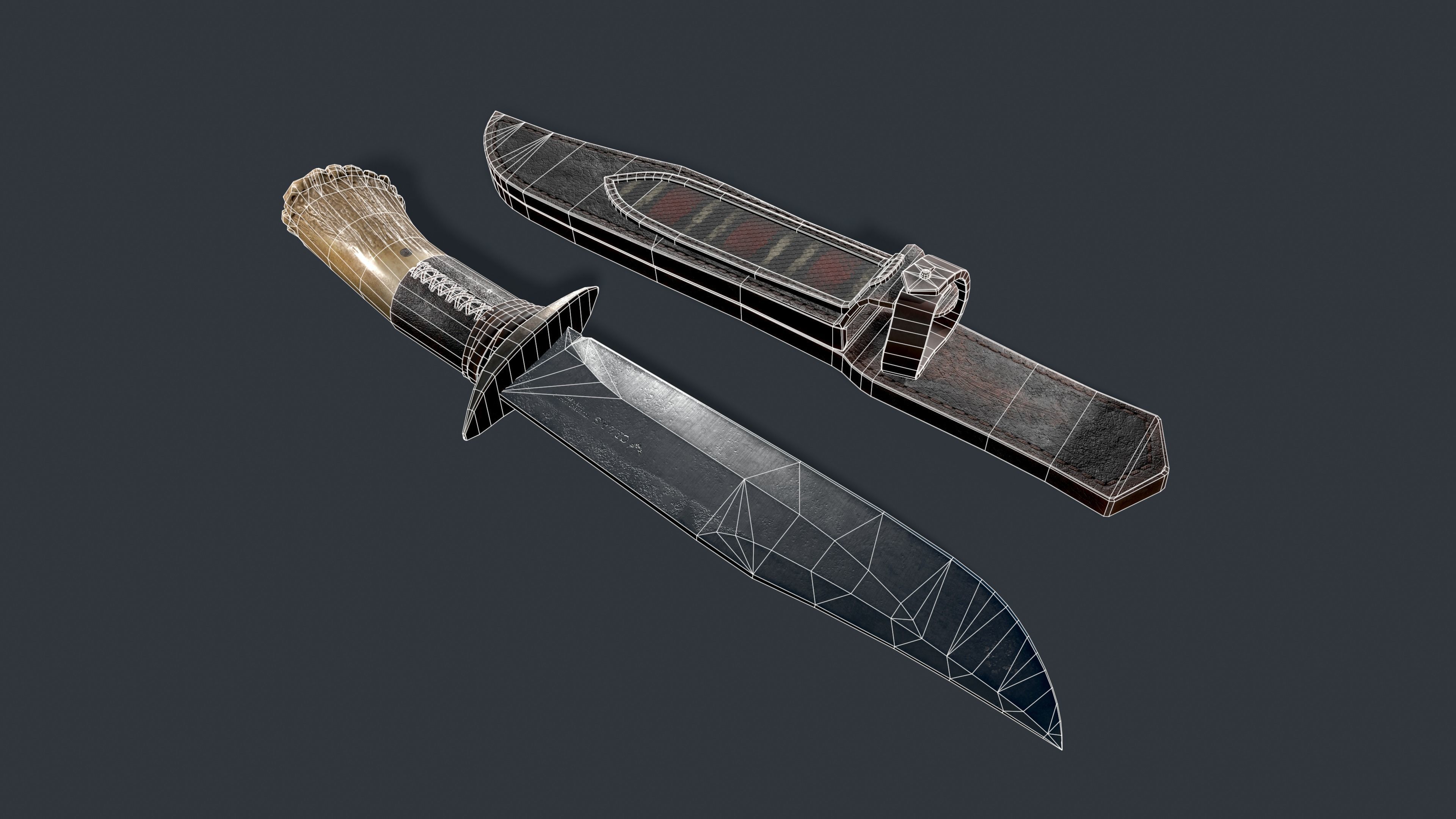 Hunting Knife Low-poly 3D model_7