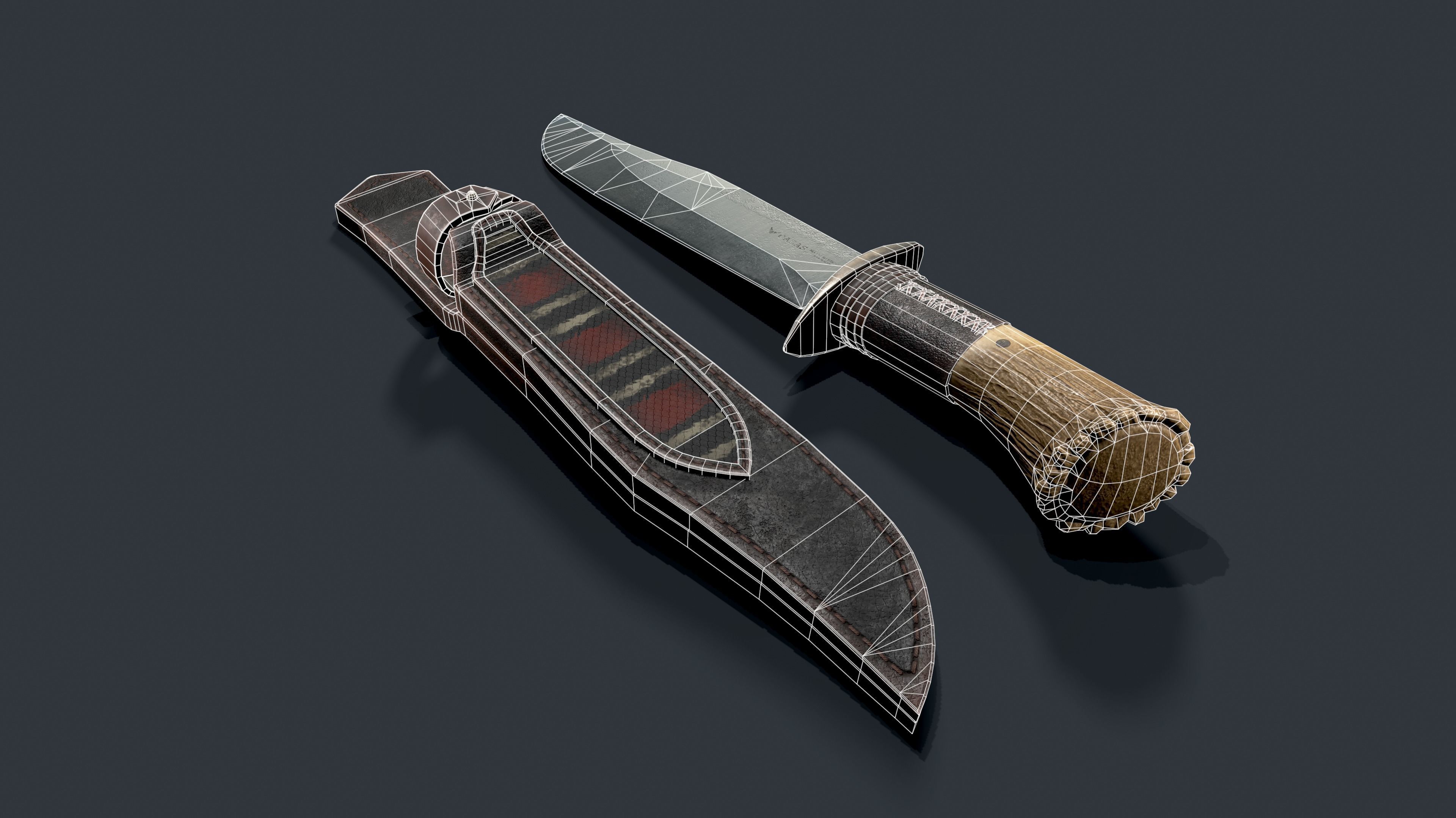 Hunting Knife Low-poly 3D model_6
