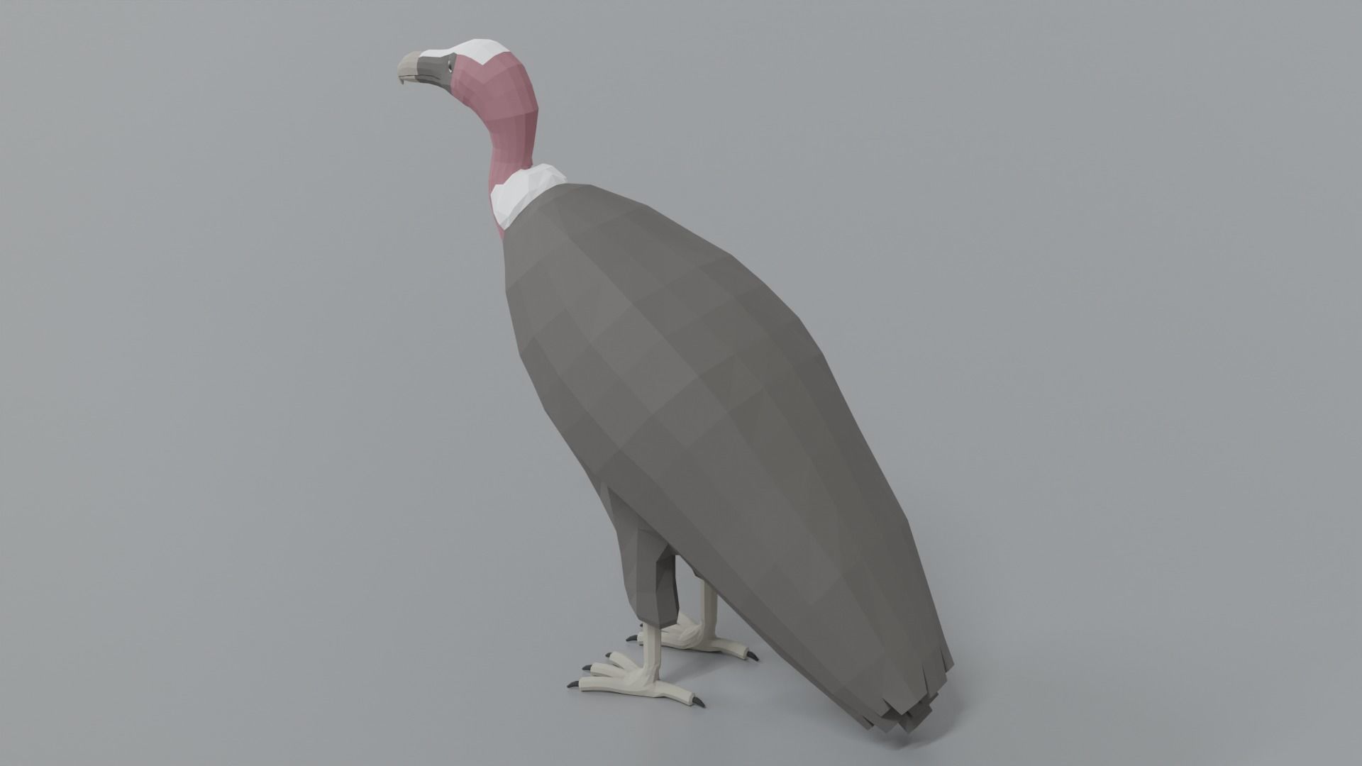 Low Poly Cartoon Vulture Low-poly 3D model_9