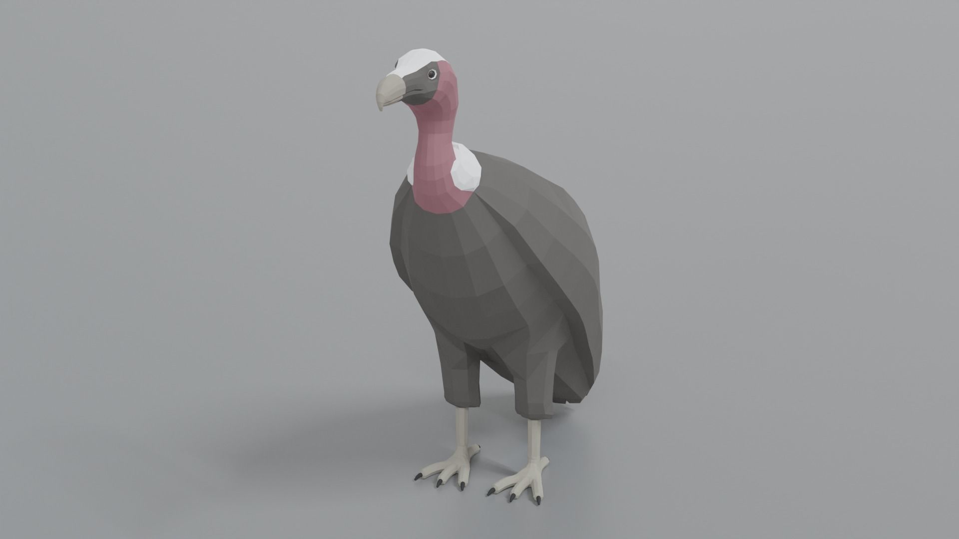 Low Poly Cartoon Vulture Low-poly 3D model_8