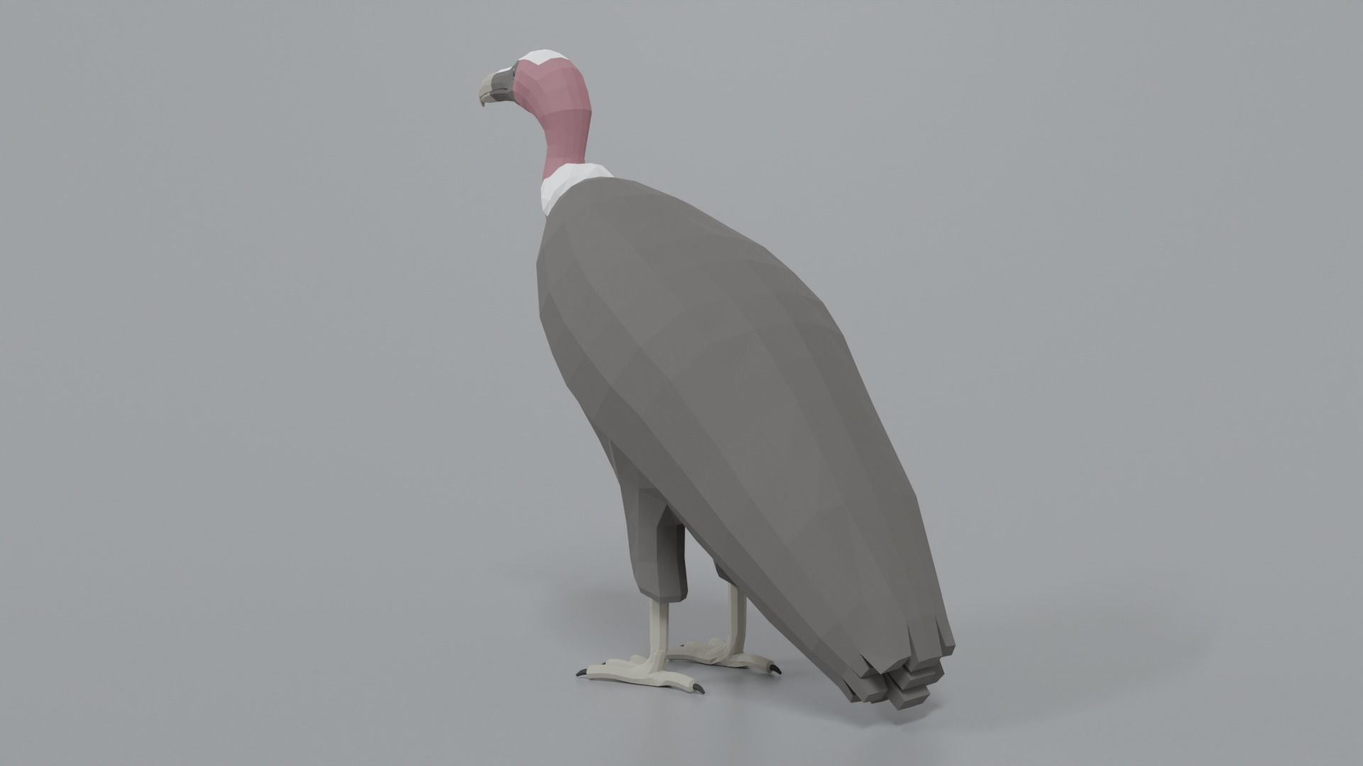 Low Poly Cartoon Vulture Low-poly 3D model_2