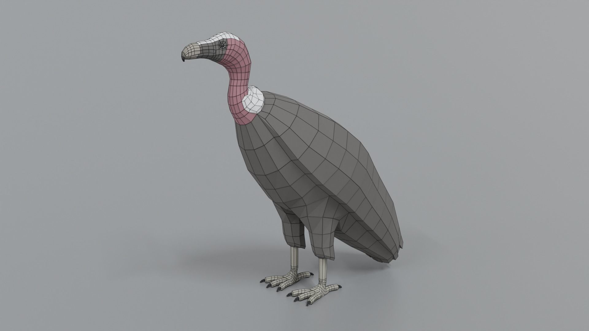 Low Poly Cartoon Vulture Low-poly 3D model_15