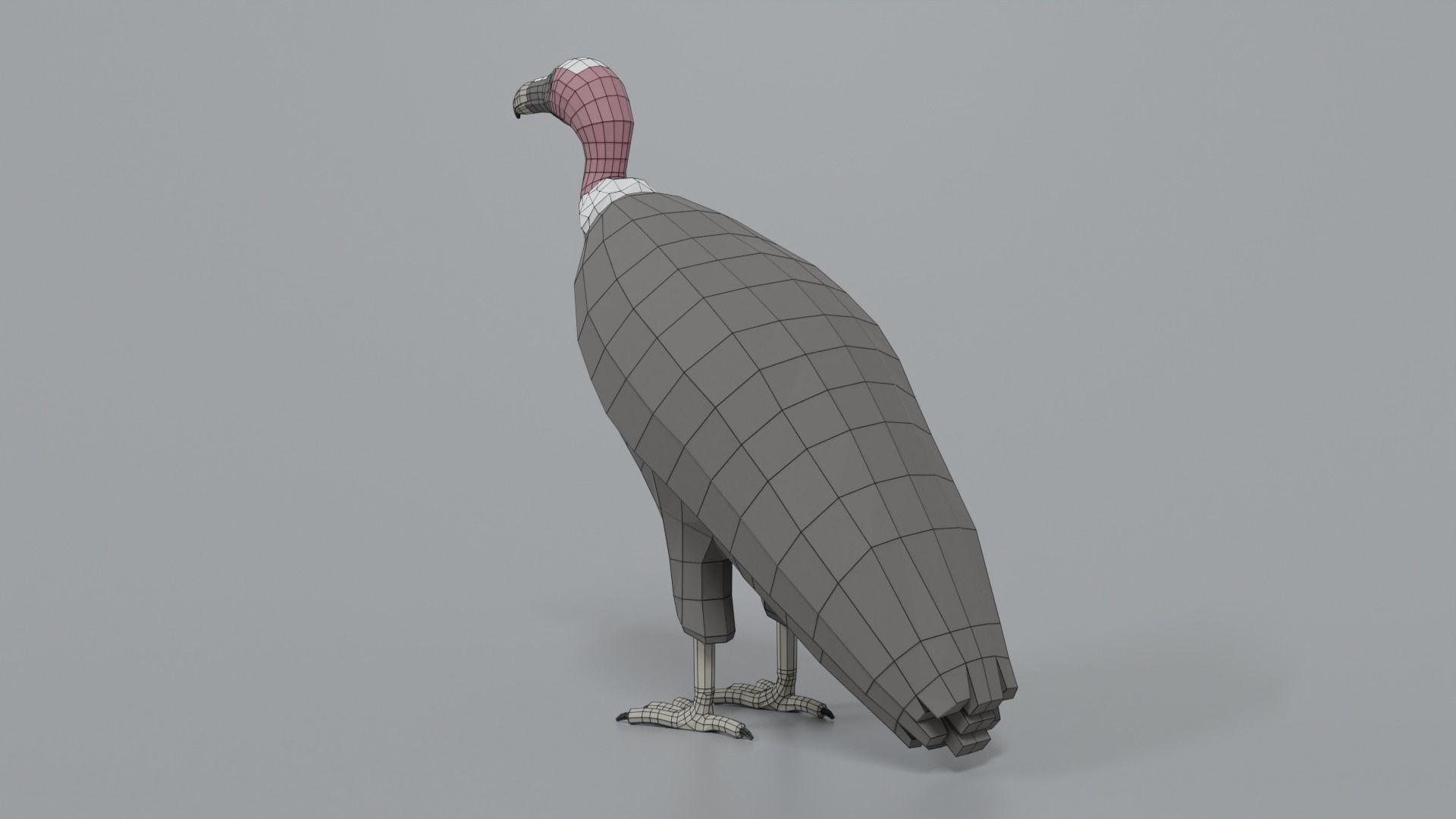 Low Poly Cartoon Vulture Low-poly 3D model_12