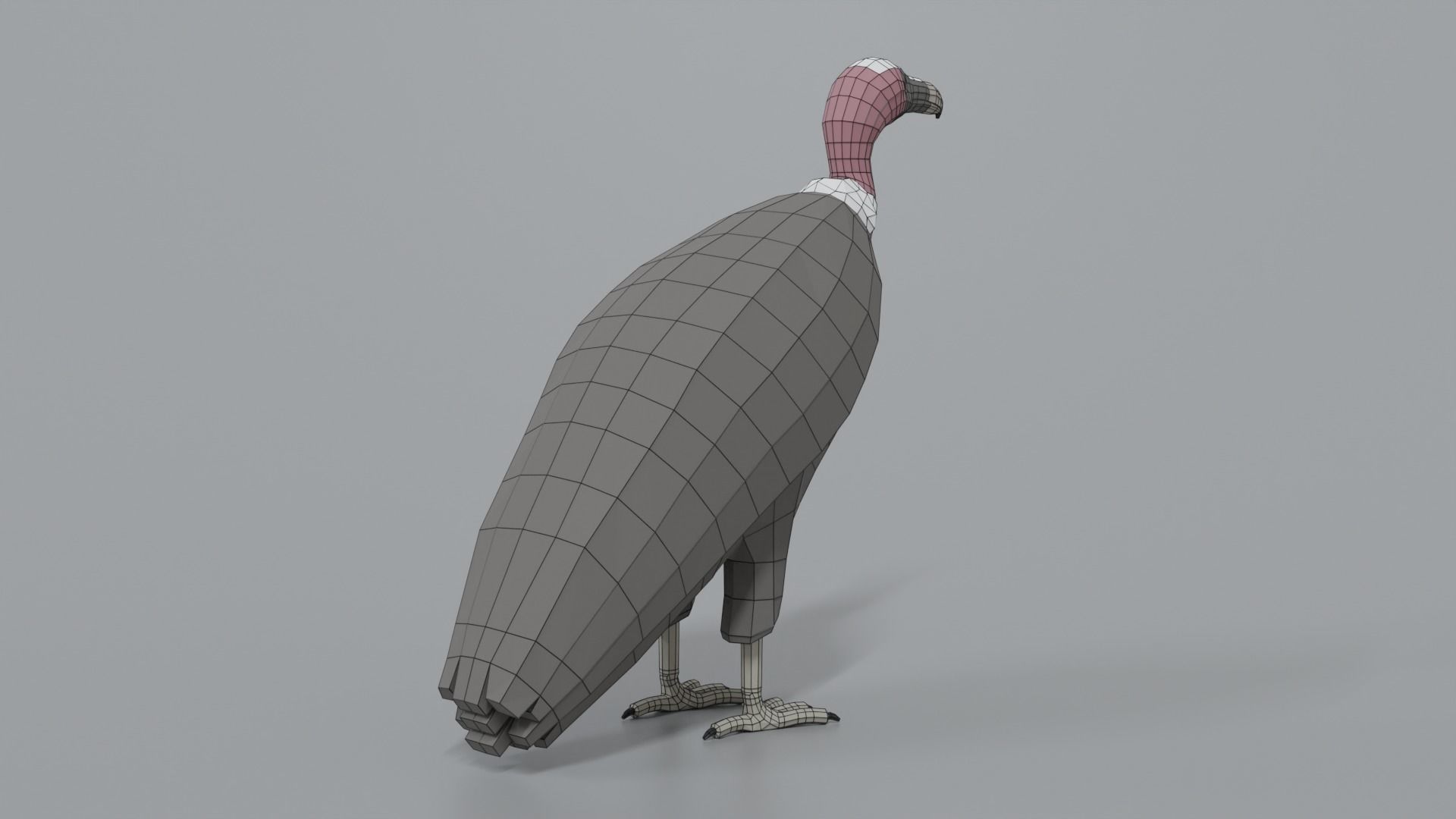 Low Poly Cartoon Vulture Low-poly 3D model_14