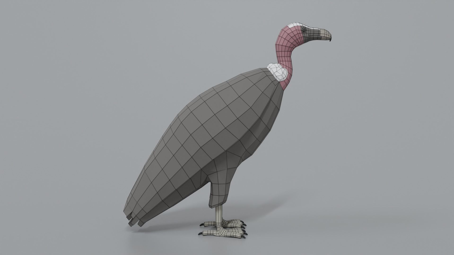 Low Poly Cartoon Vulture Low-poly 3D model_17