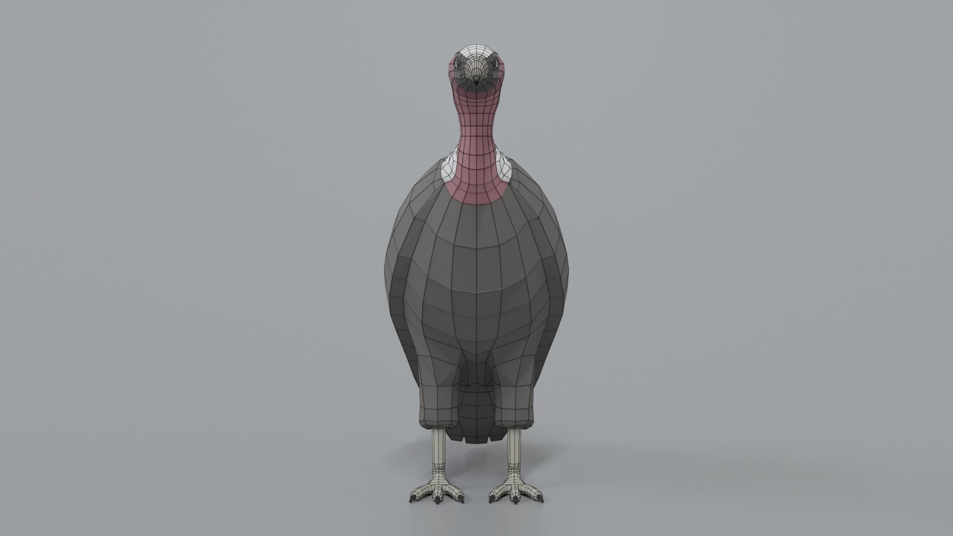 Low Poly Cartoon Vulture Low-poly 3D model_16