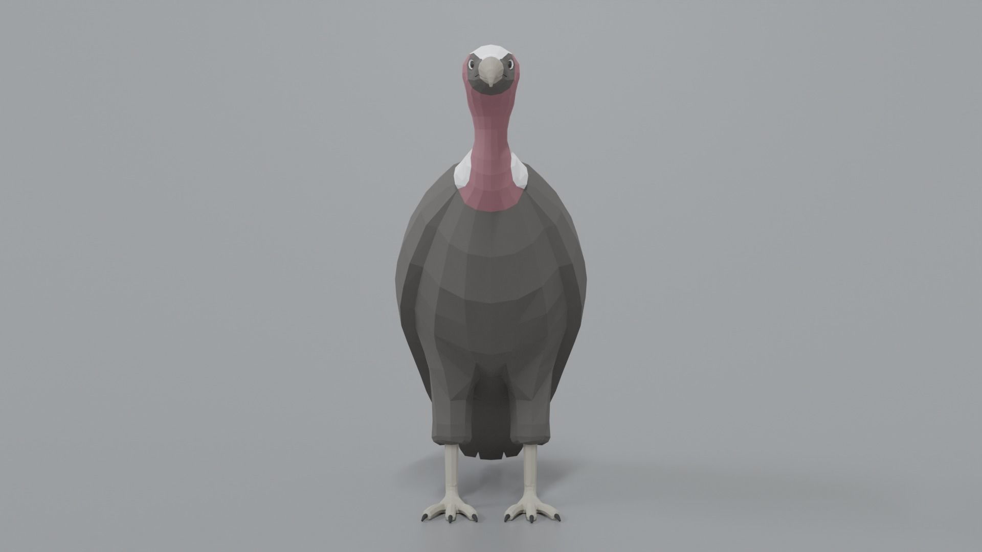 Low Poly Cartoon Vulture Low-poly 3D model_7