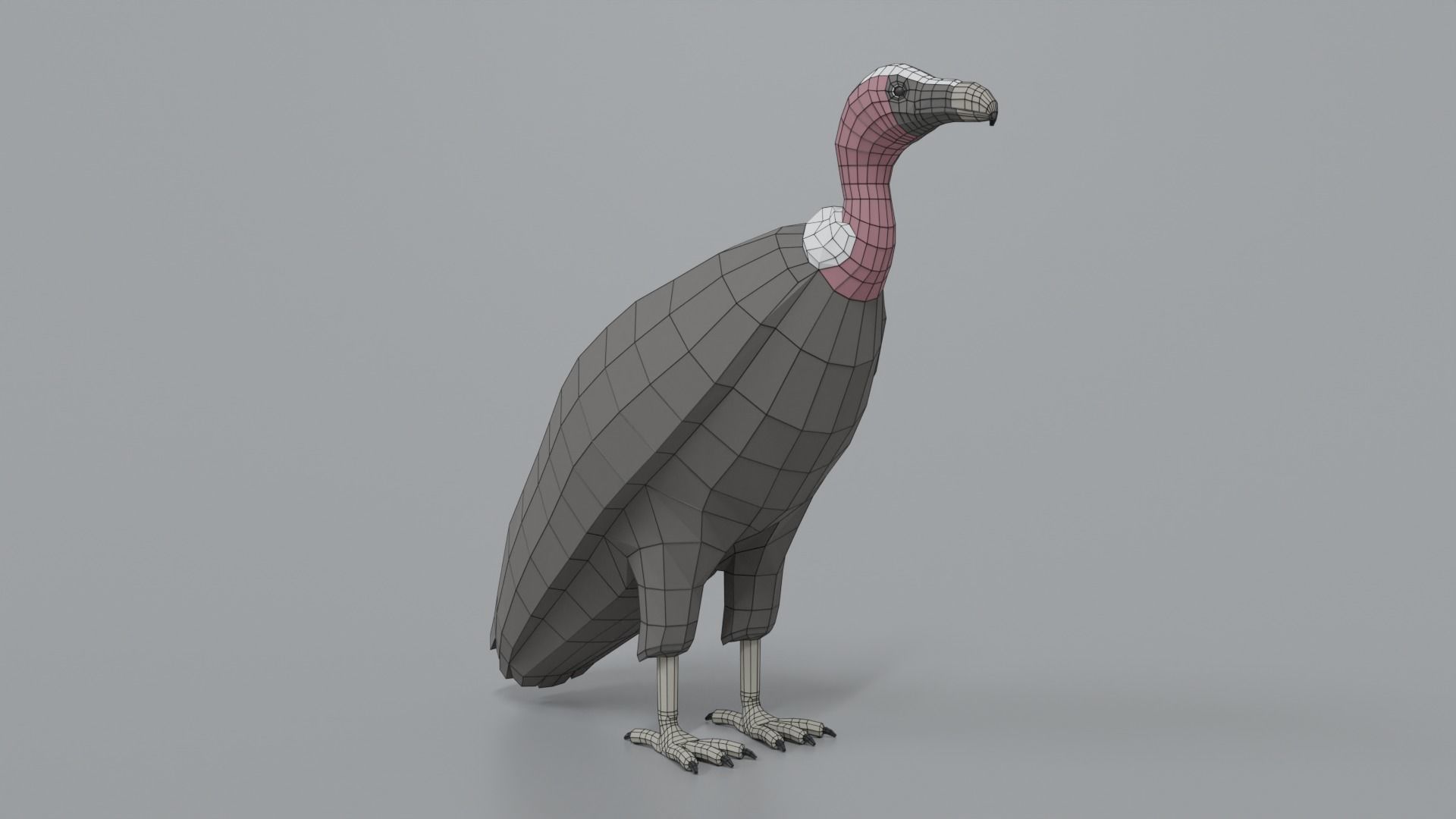 Low Poly Cartoon Vulture Low-poly 3D model_18