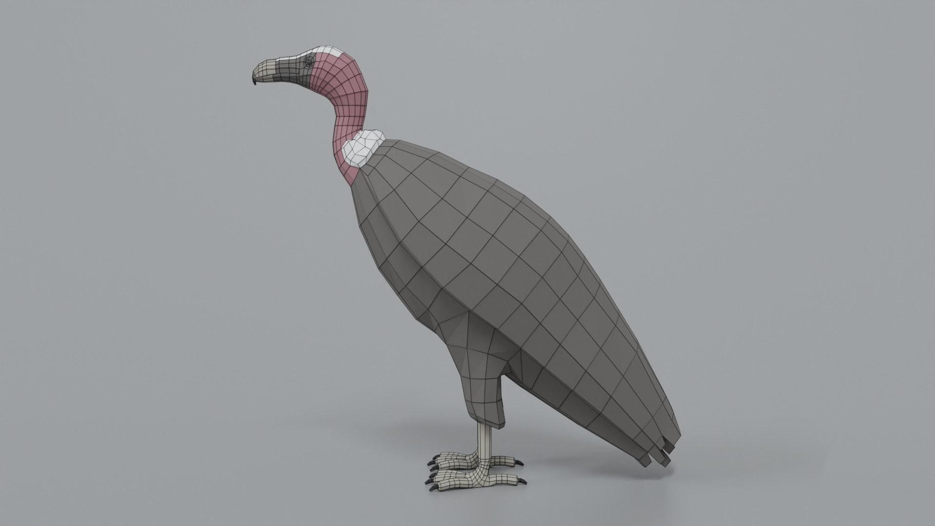 Low Poly Cartoon Vulture Low-poly 3D model_13