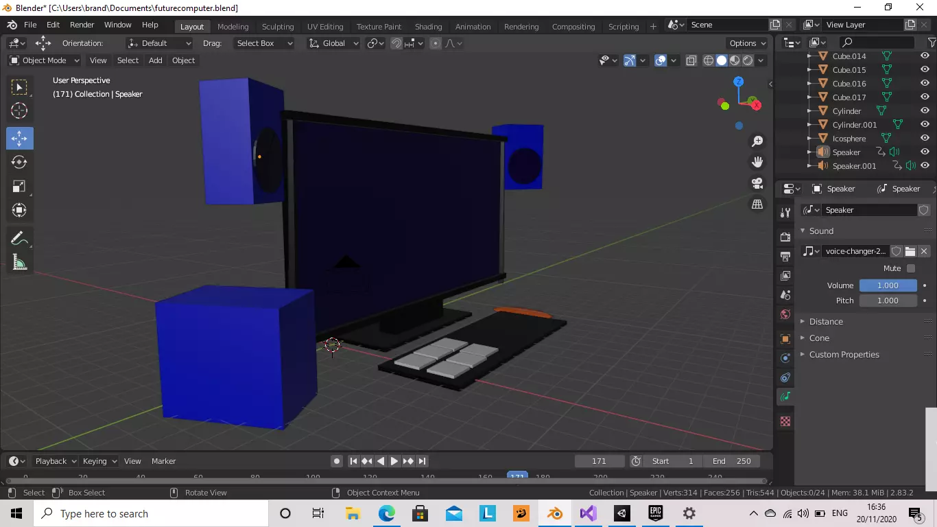 FUTUREPCAVALIBLEFORGAMEPLAY monitor and speakers 3D model