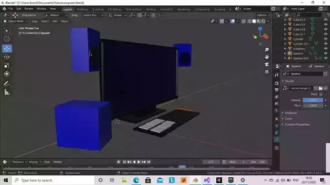 FUTUREPCAVALIBLEFORGAMEPLAY monitor and speakers 3D model