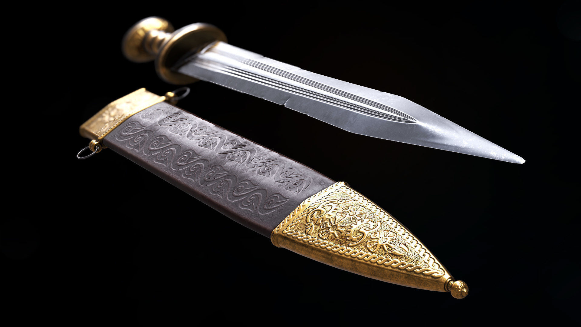 Ancient Roman Sword Low-poly 3D model_10