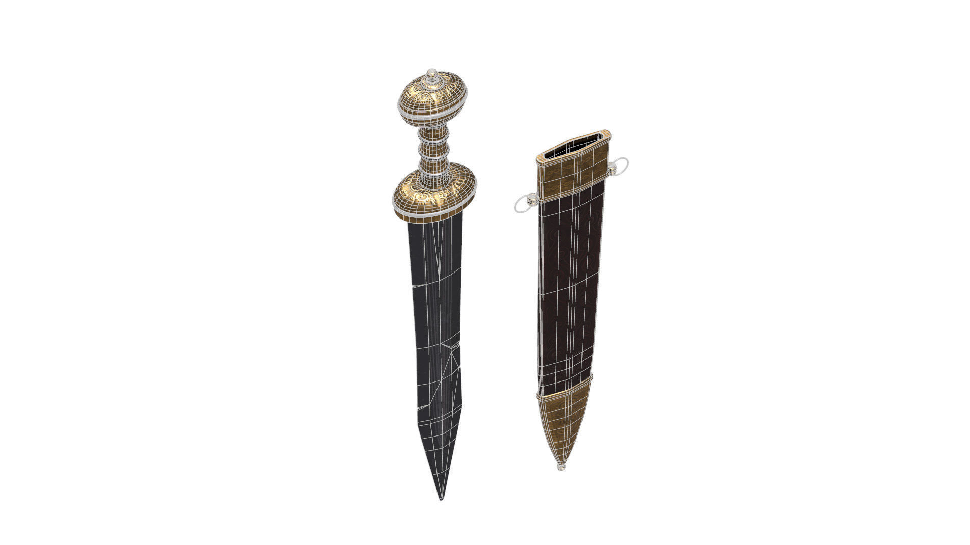 Ancient Roman Sword Low-poly 3D model_11