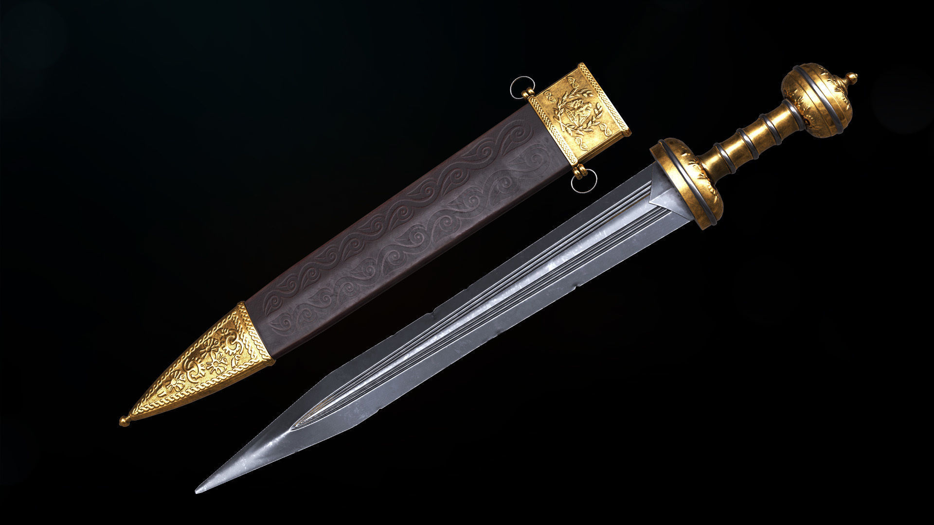 Ancient Roman Sword Low-poly 3D model_9