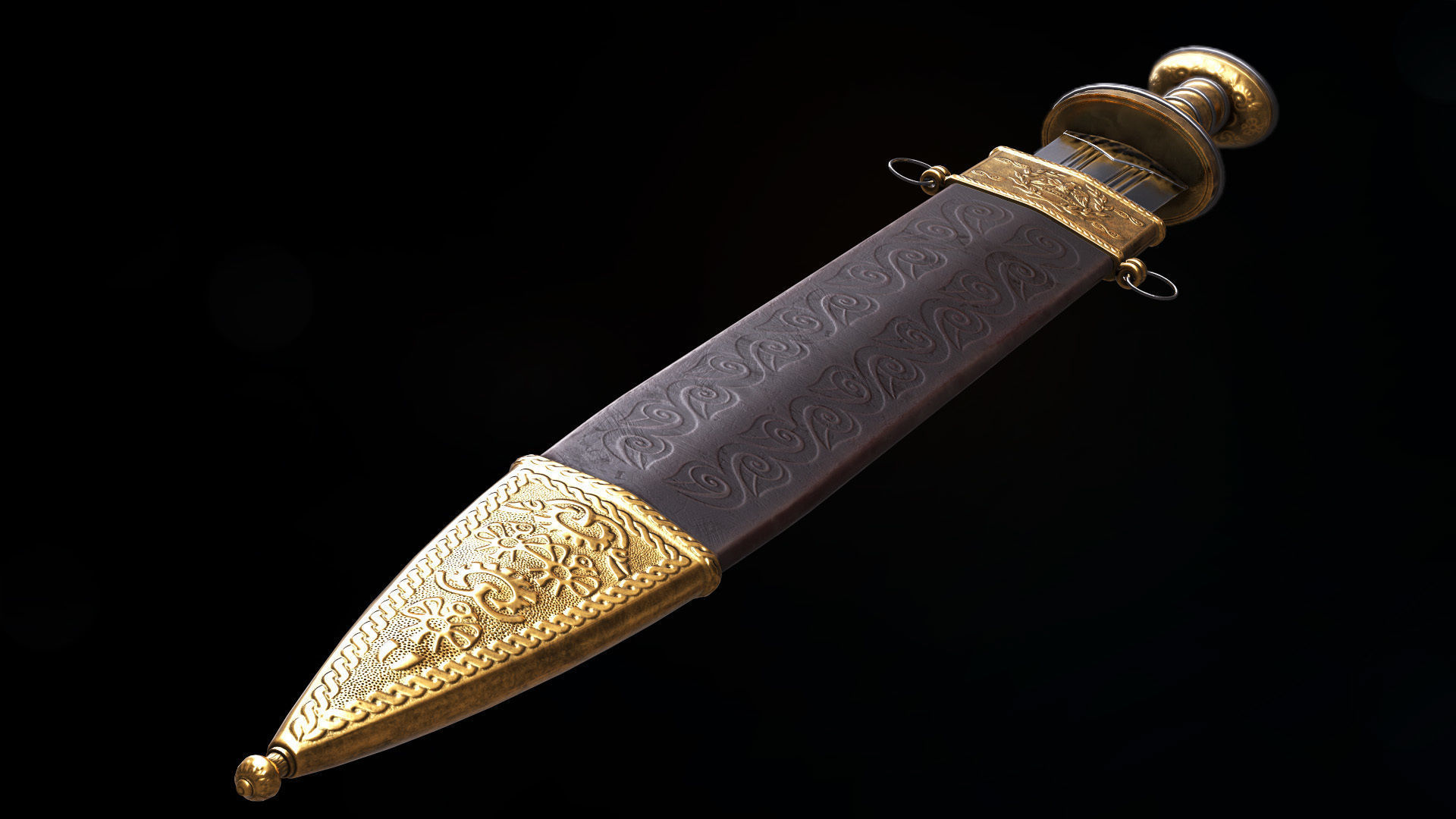 Ancient Roman Sword Low-poly 3D model_8