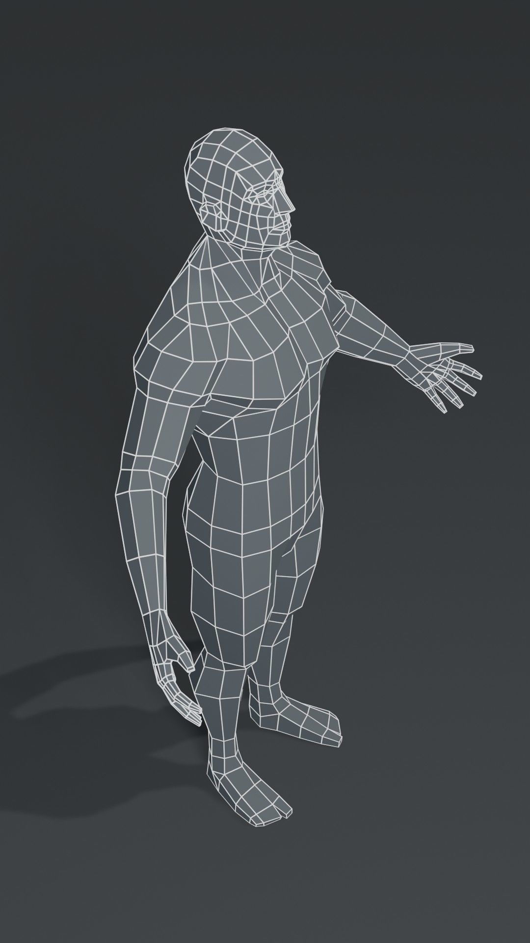 Superhero Muscular Male Body Base Mesh  3D Model 1000 Polygons Low-poly 3D model_7