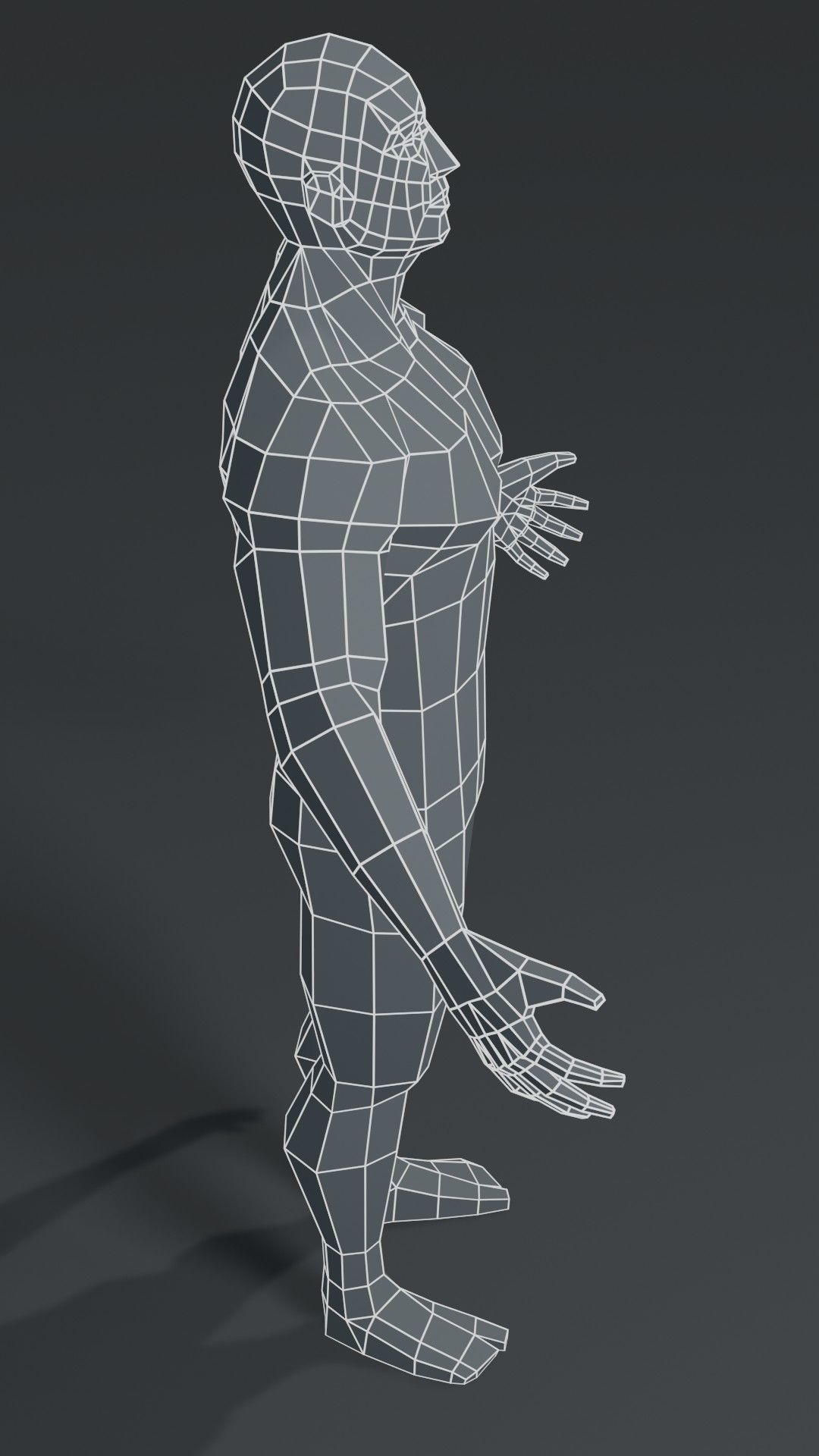 Superhero Muscular Male Body Base Mesh  3D Model 1000 Polygons Low-poly 3D model_6