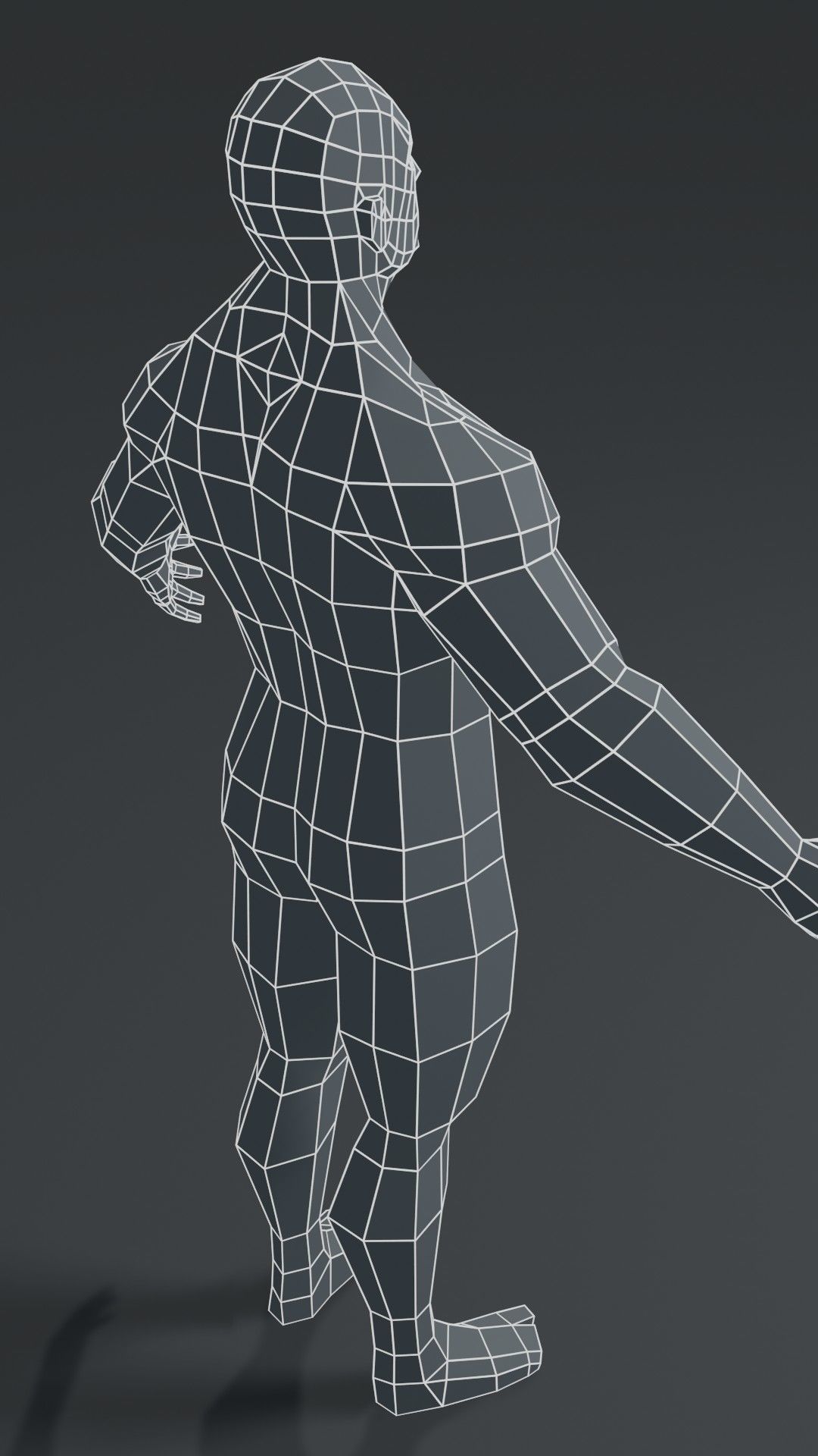 Superhero Muscular Male Body Base Mesh  3D Model 1000 Polygons Low-poly 3D model_2
