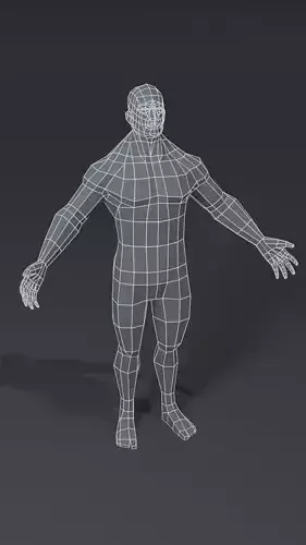 Superhero Muscular Male Body Base Mesh  3D Model 1000 Polygons Low-poly 3D model