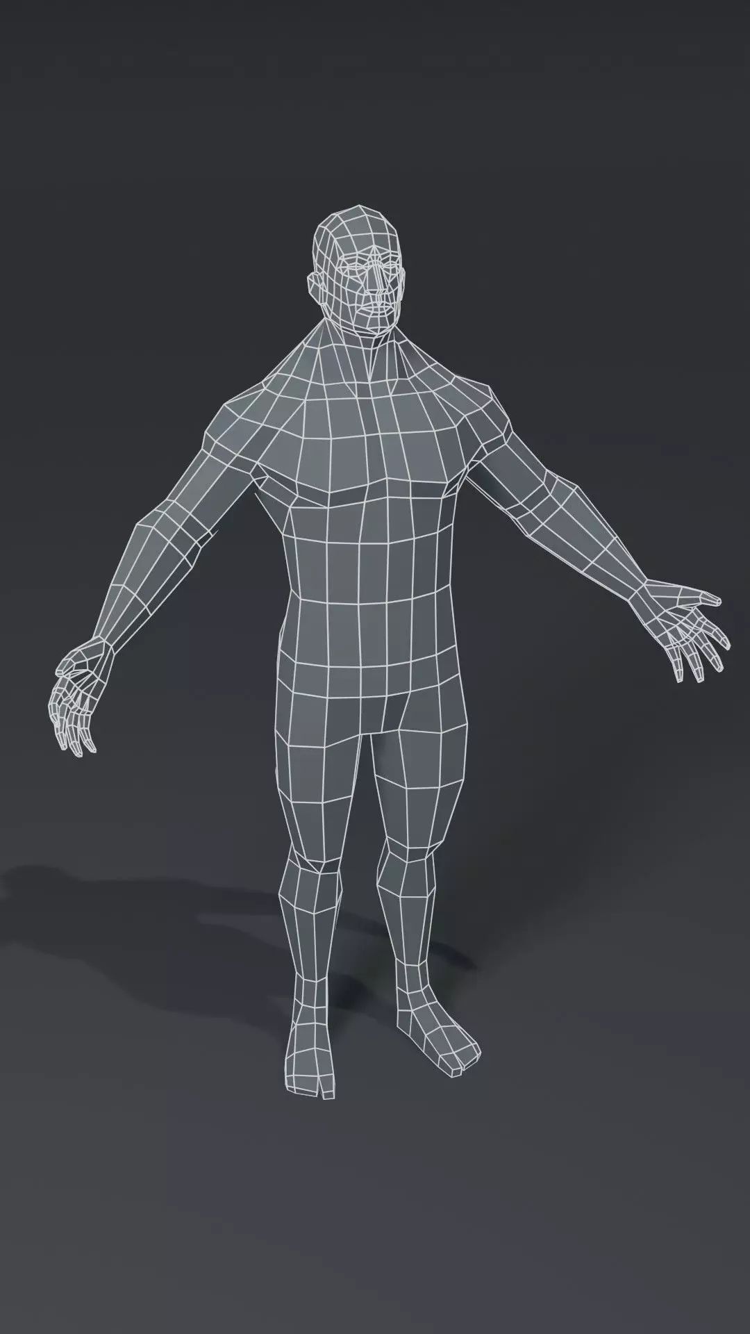 Superhero Muscular Male Body Base Mesh  3D Model 1000 Polygons Low-poly 3D model_0