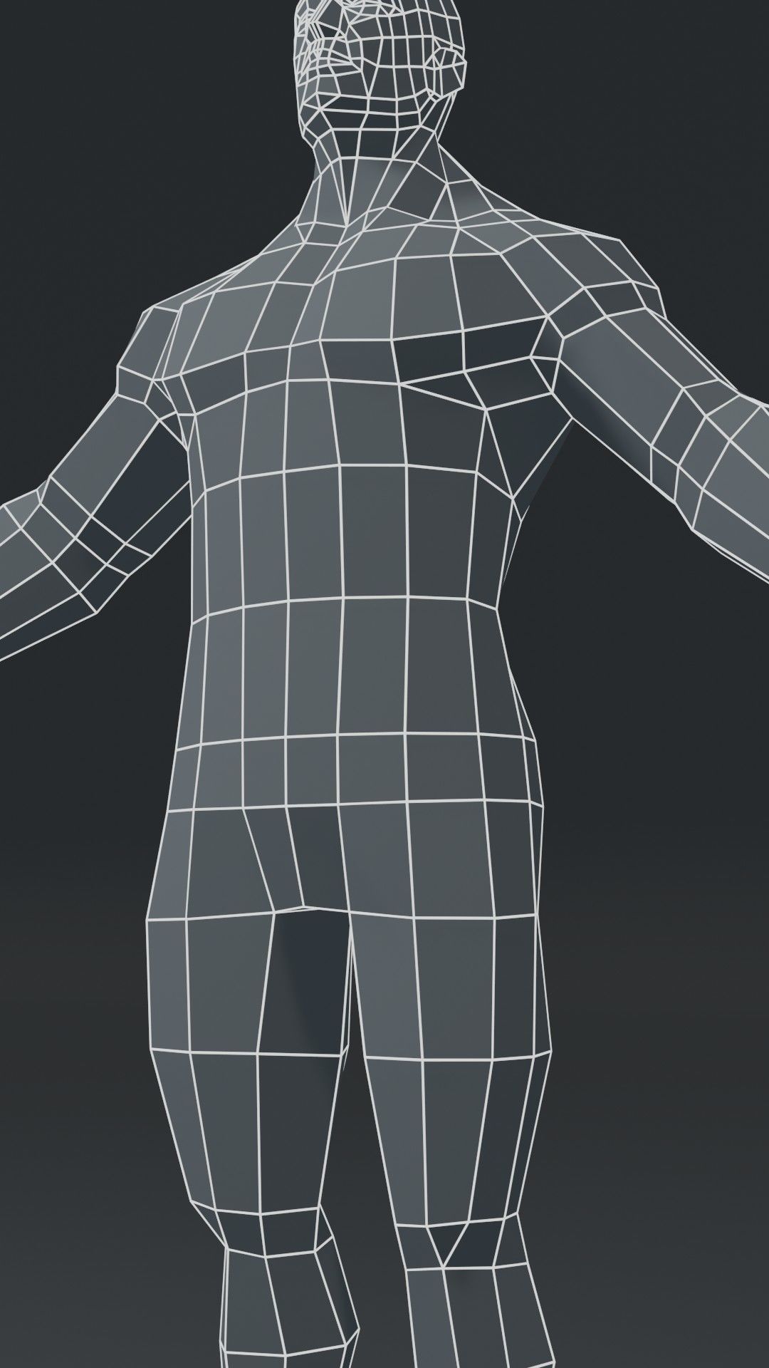 Superhero Muscular Male Body Base Mesh  3D Model 1000 Polygons Low-poly 3D model_3