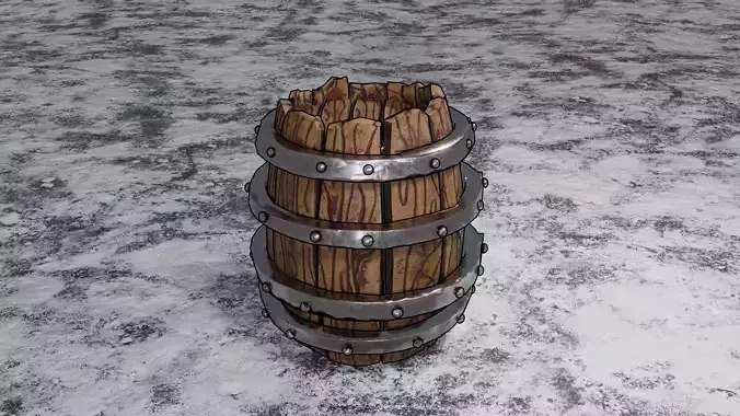 Stylized Barrel Low-poly 3D model