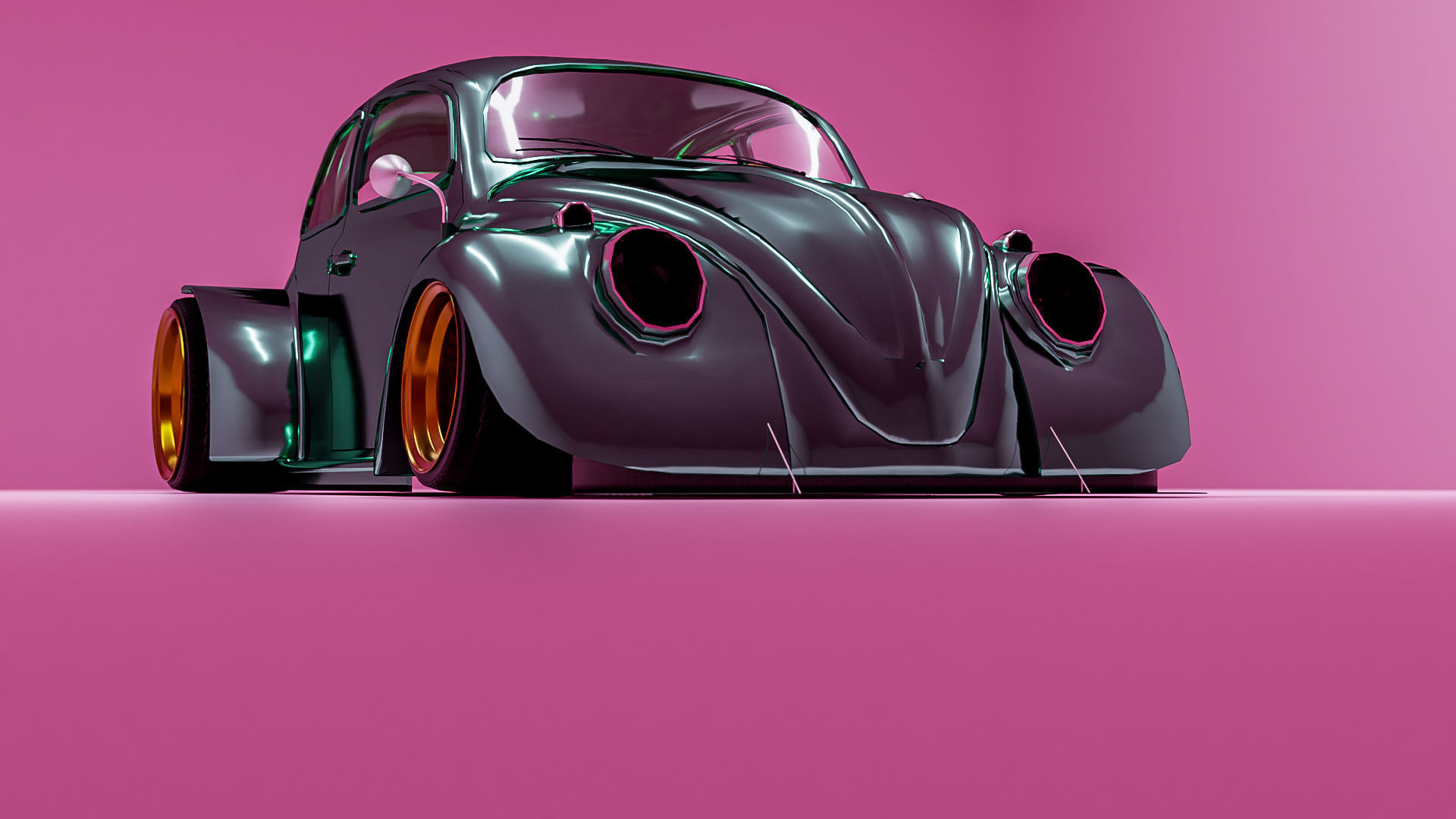 VW Beetles Bosozoku Style 3D model_1