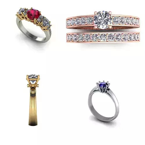 CJC0603 Collection of 6 ladies blue sapphire ruby emerald rings