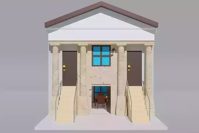 house building with stairs leading up to it