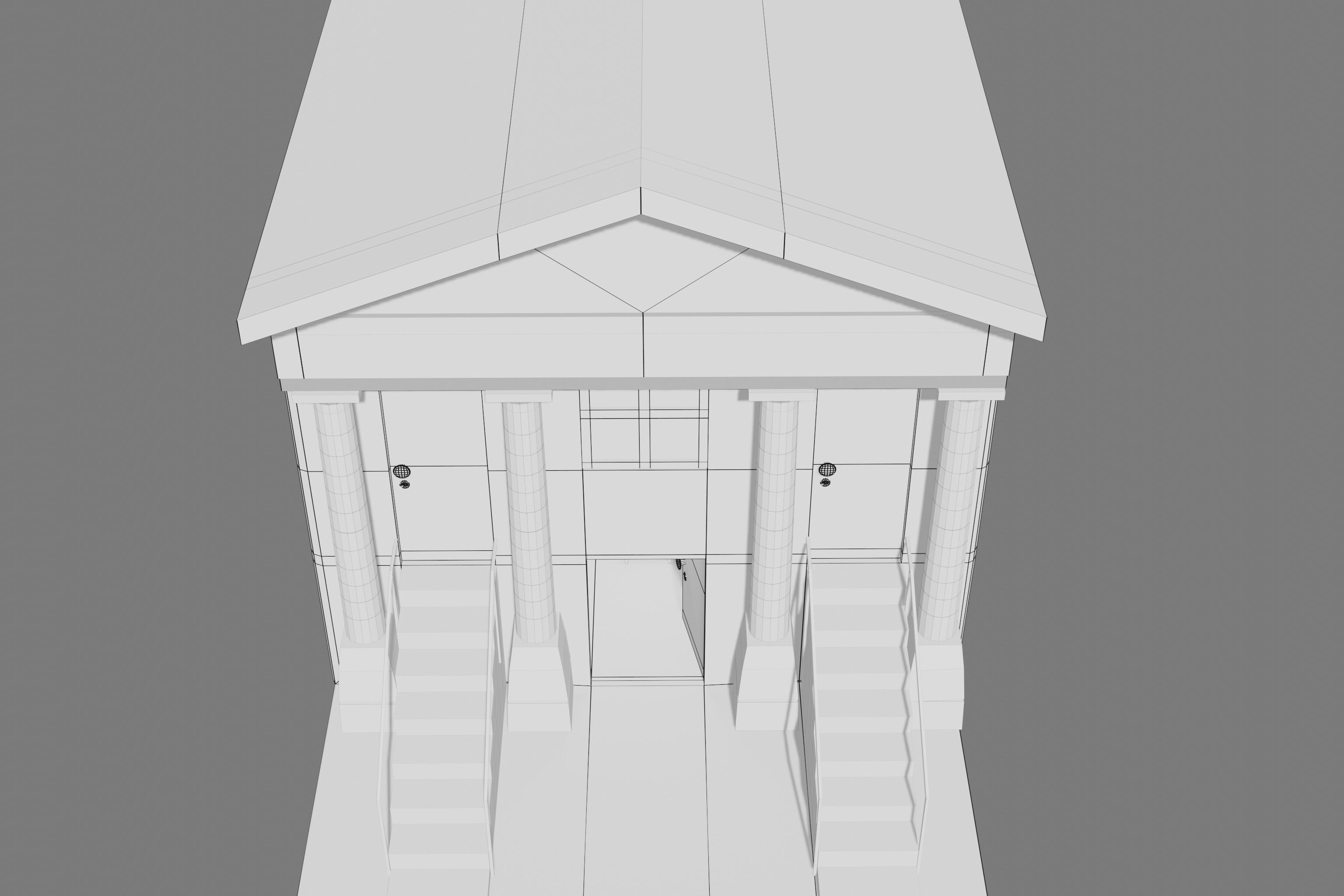 house building with stairs leading up to it 3D model_12